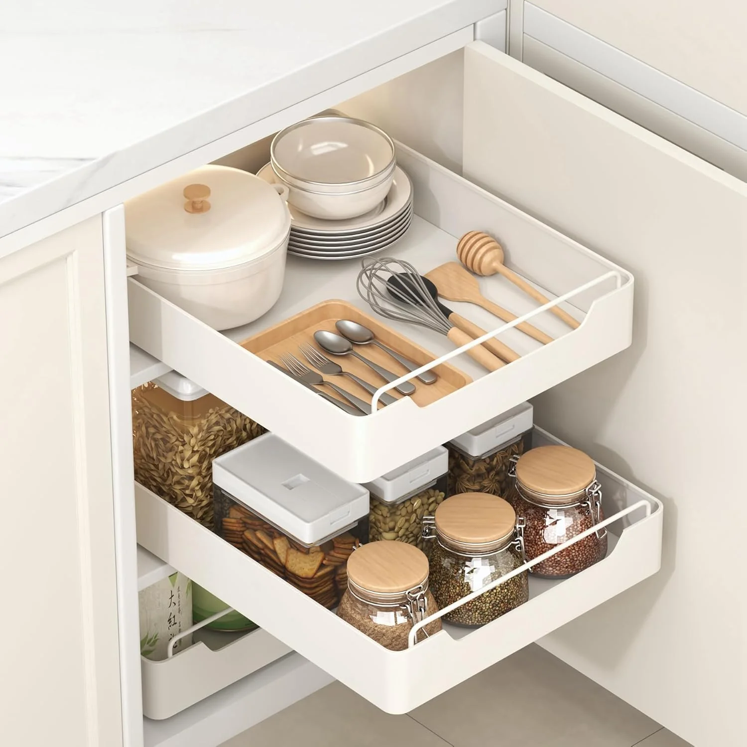 Pull Out Drawers Sliding Cabinet Organizer 1 Pack