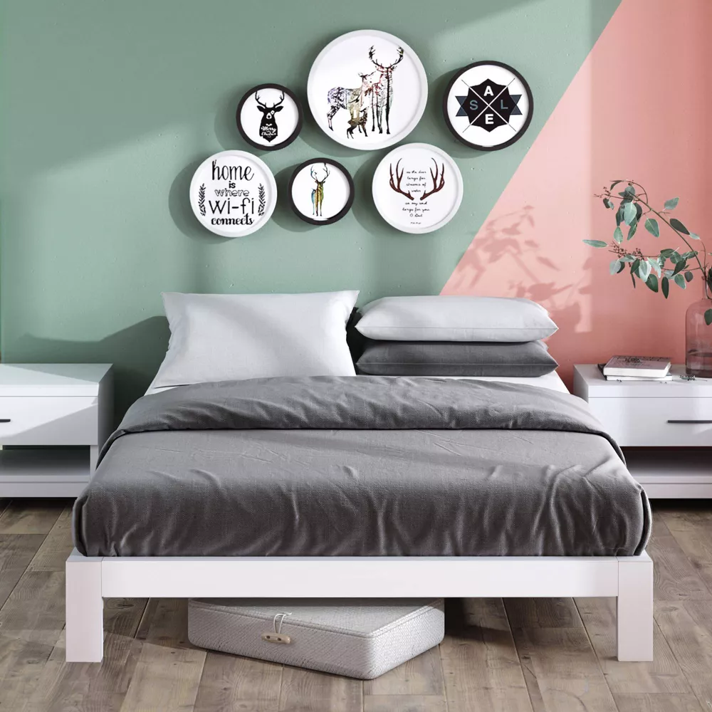 Arnav Metal Platform Bed Frame White Queen - Image 5