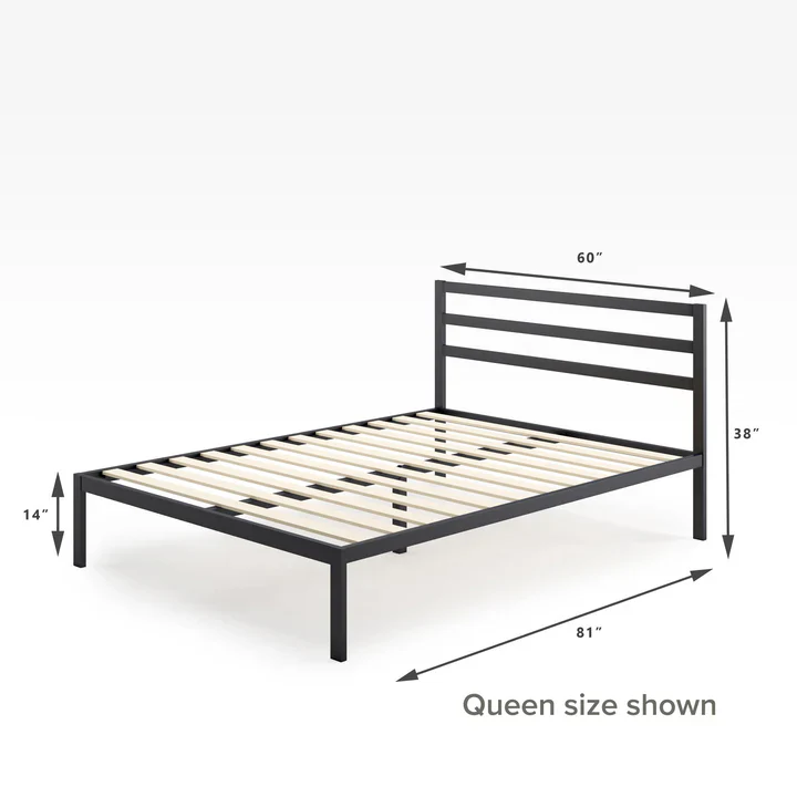 Mia Metal Platform Bed Frame with Headboard Queen - Image 3