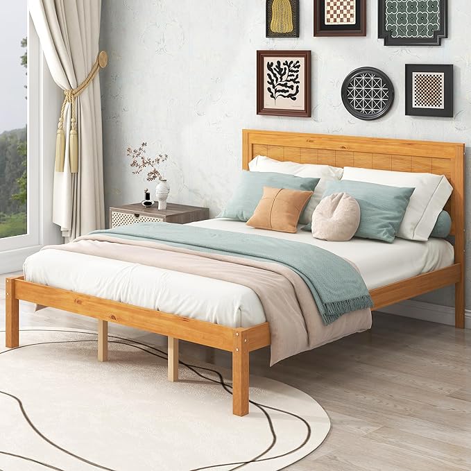Queen Platform Bed Frame with Headboard - Image 4