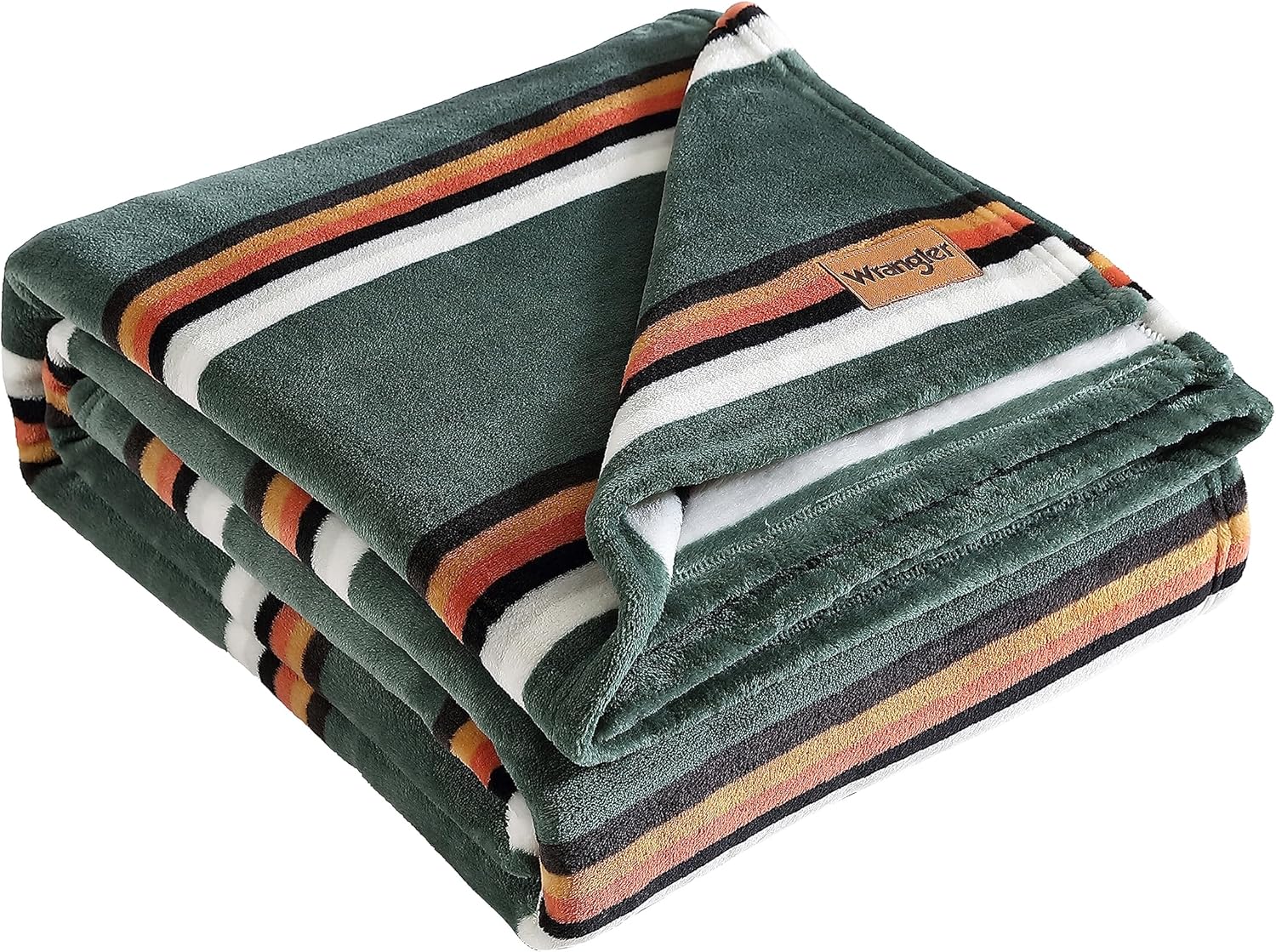 Super Soft & Reversible Plush Fleece Bedding (Western Saddle Stripe Green) Queen