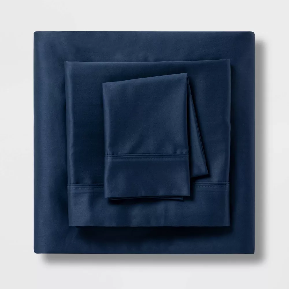 Solid Performance 400 Thread Count Sheet Set Metallic Blue Queen