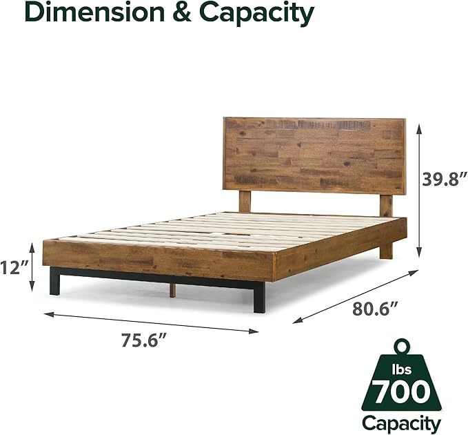 Queen Tricia Wood Platform Bed Frame with Adjustable Headboard - Image 2