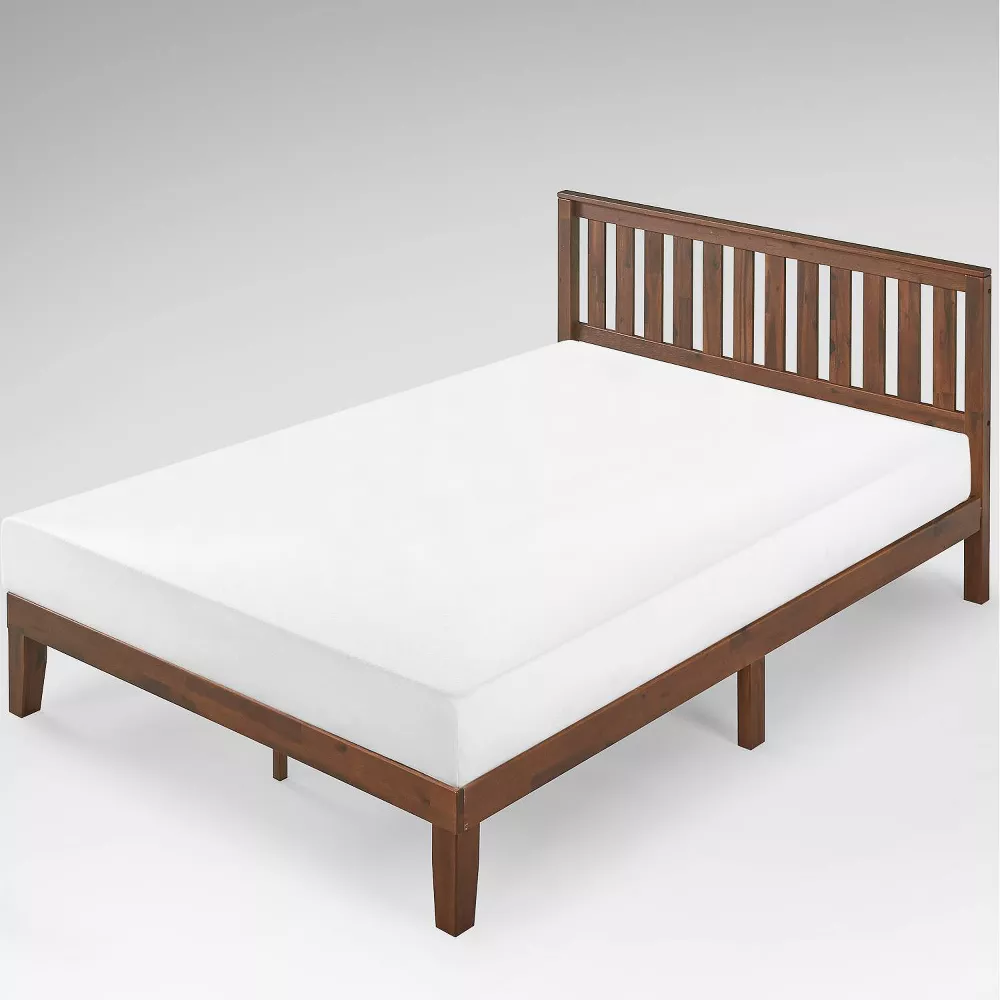Vivek Wood Platform Bed with Headboard Antique Wood Queen - Image 2