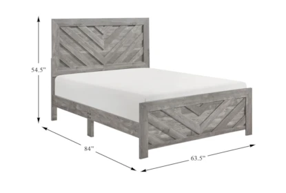 Queen Wood Panel Bed With Chevron Headboard - Image 5
