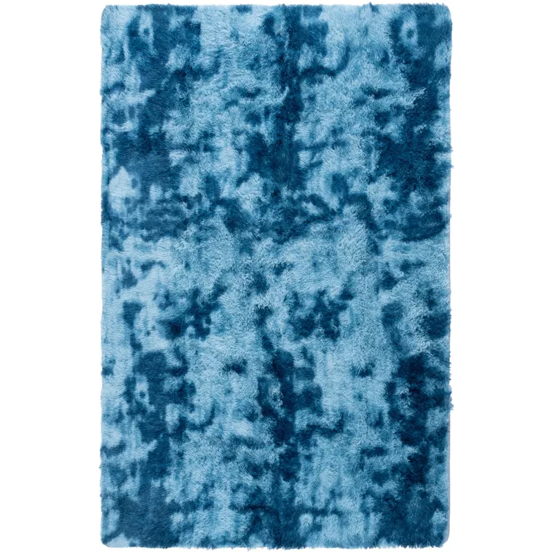 Rainbow Shag Flatweave-Power Loomed Skid-Resistant Indoor Area Rugs - Blue - 6'x9'