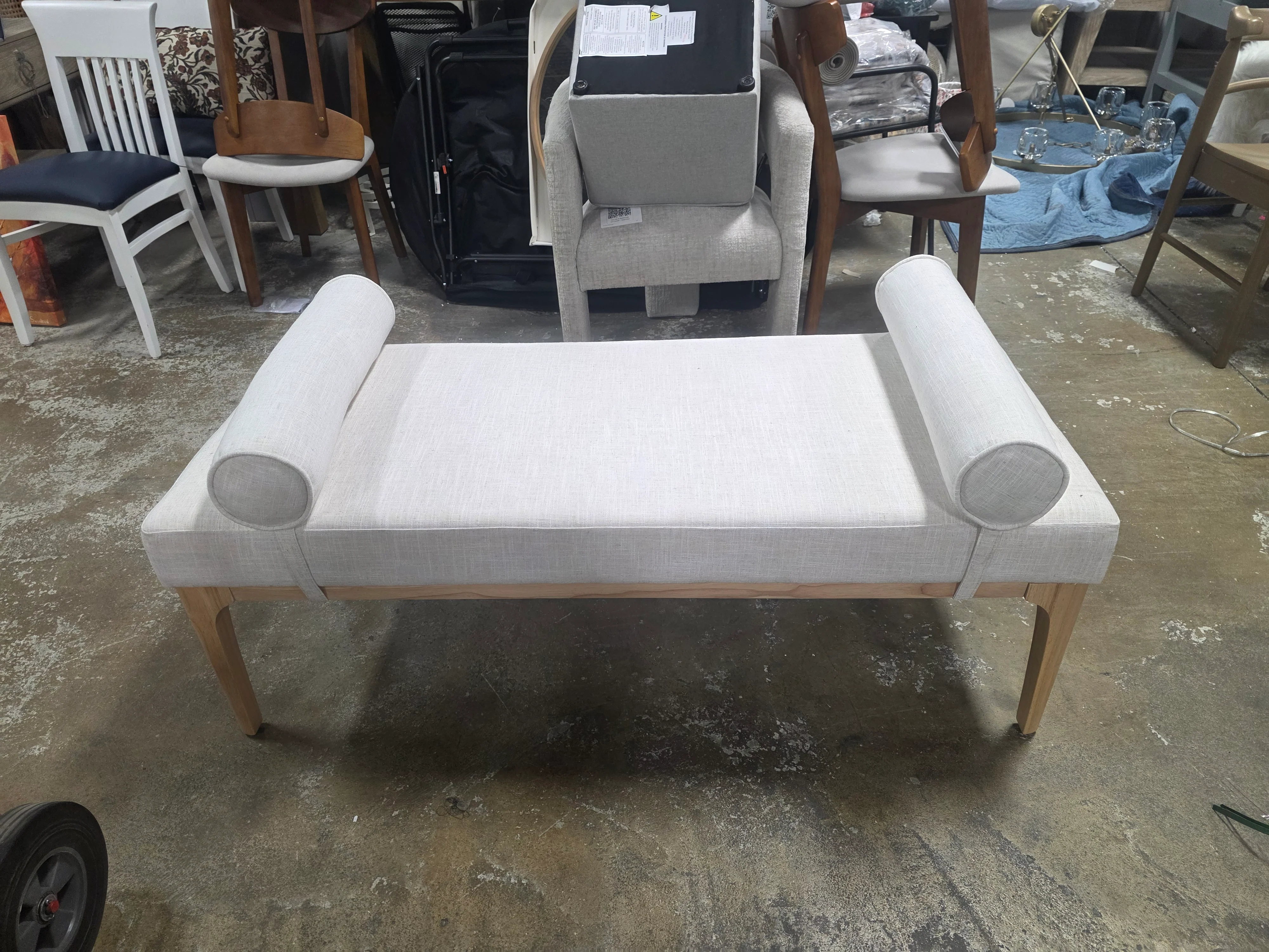 Randolph Bench with Bolster Pillows Linen - Threshold - SHOWROOM ITEM - Image 2