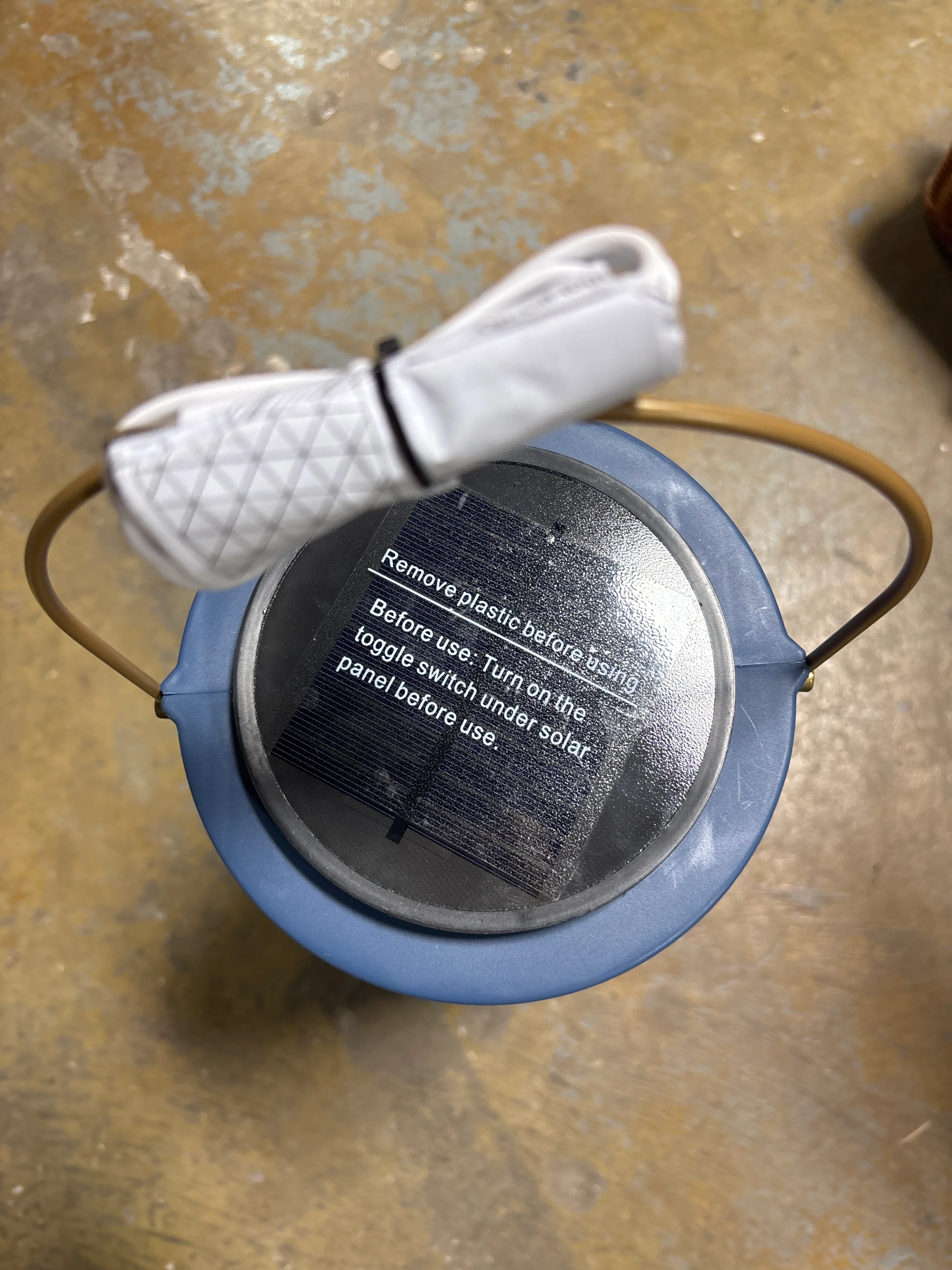 Rattan Battery/Solar LED Outdoor Large Lantern Blue SHOWROOM ITEM - Image 4