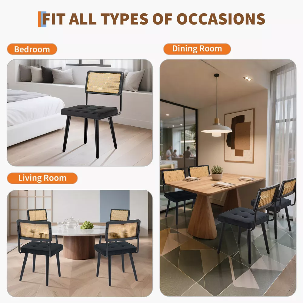 Rattan Dining Chairs Modern Boho 1-Piece - Image 4