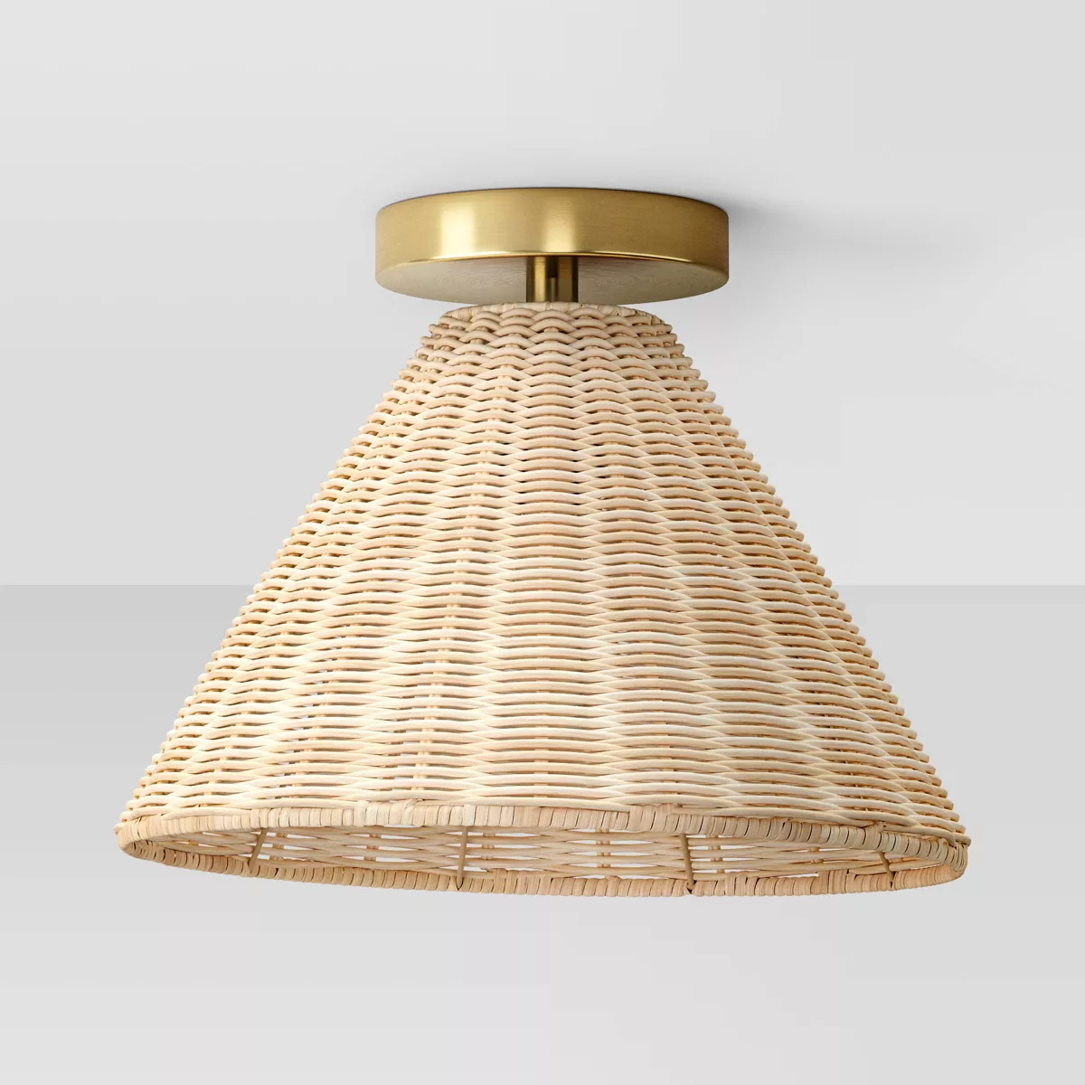 Rattan Fixed Ceiling Light Brass