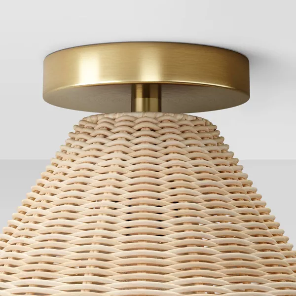 Rattan Fixed Ceiling Light Brass - Image 2