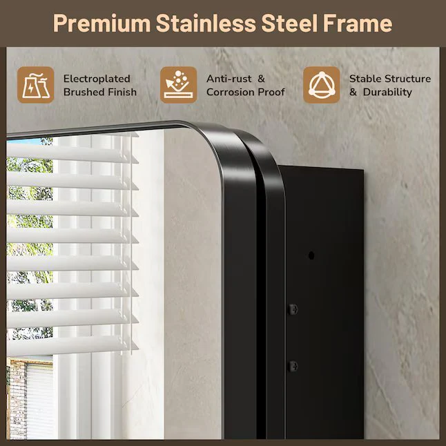 Recessed Mount Black Framed Mirrored Rectangle Medicine Cabinet - Image 2