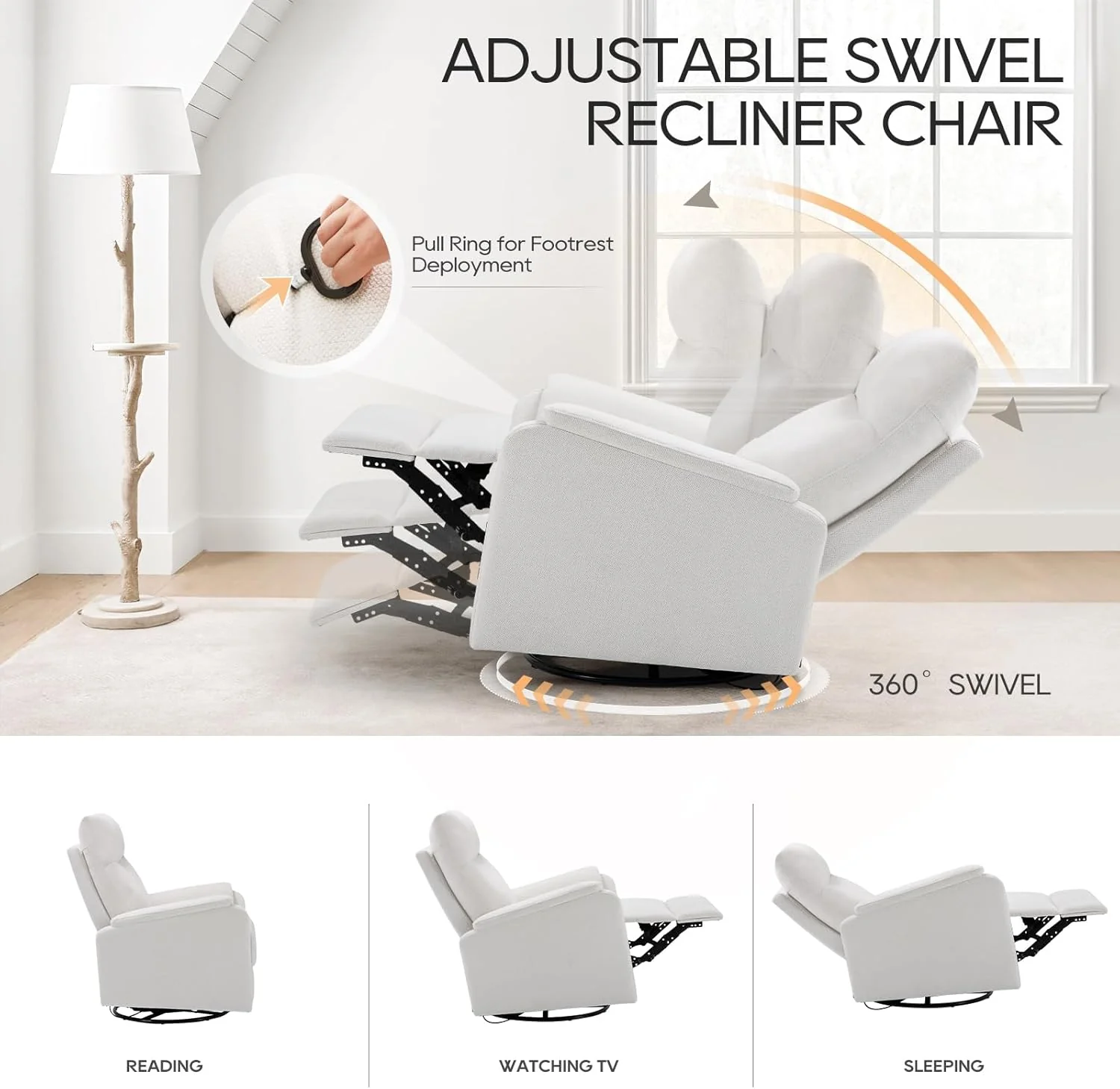 Recliner Chair, Home Theater Seat with Wide Footrest and Cushion - Image 3