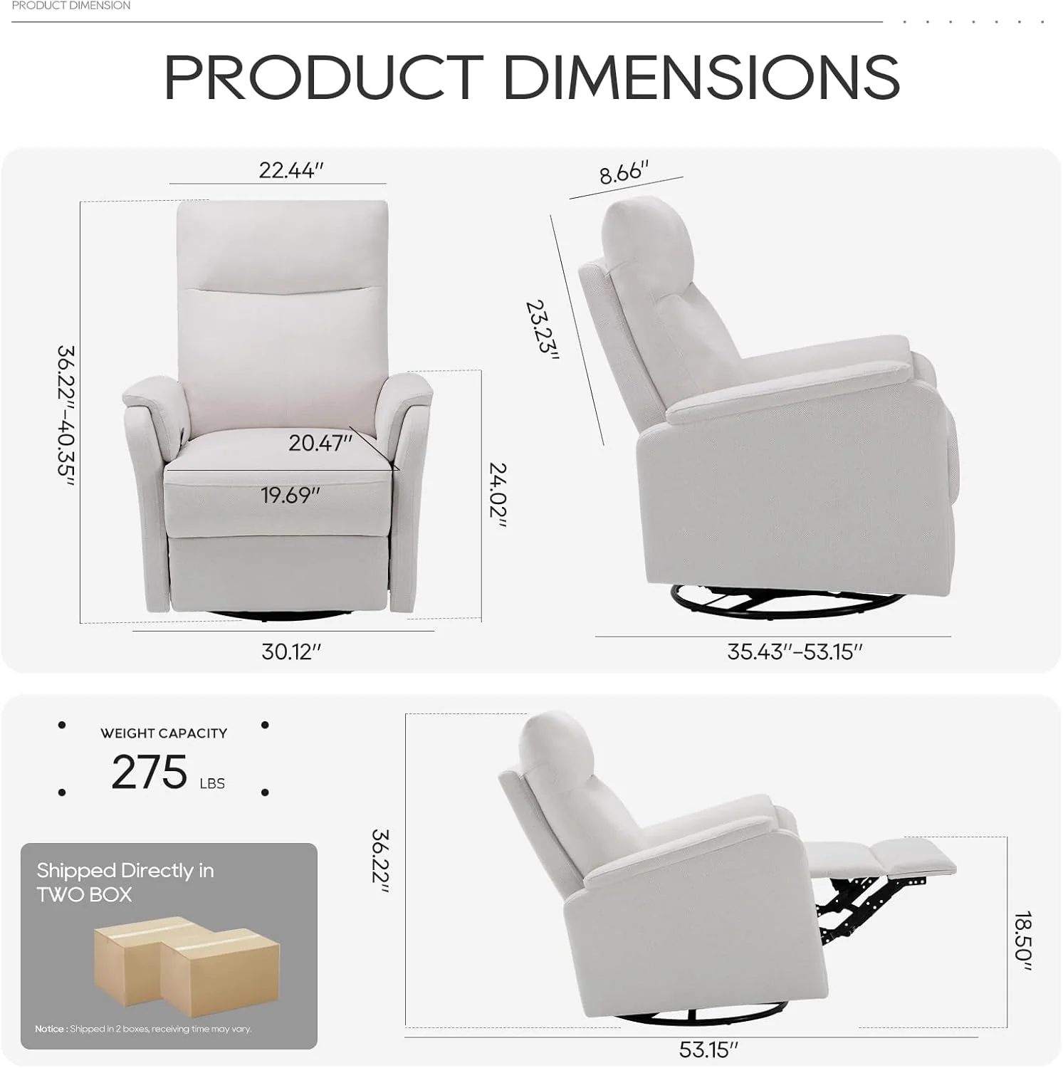 Recliner Chair, Home Theater Seat with Wide Footrest and Cushion - Image 5