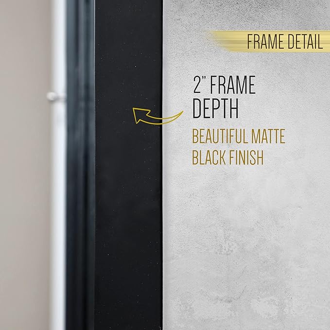 Rectangle Black Mirror Deep Frame Mirror - Image 3