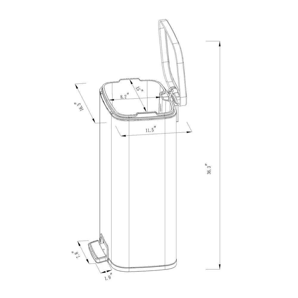 Rectangular Step Trash Can Silver - Image 4