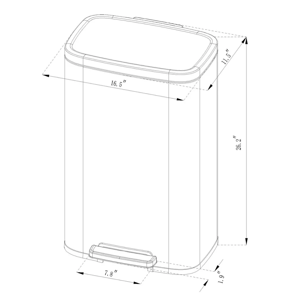 Rectangular Step Trash Can Silver - Image 5