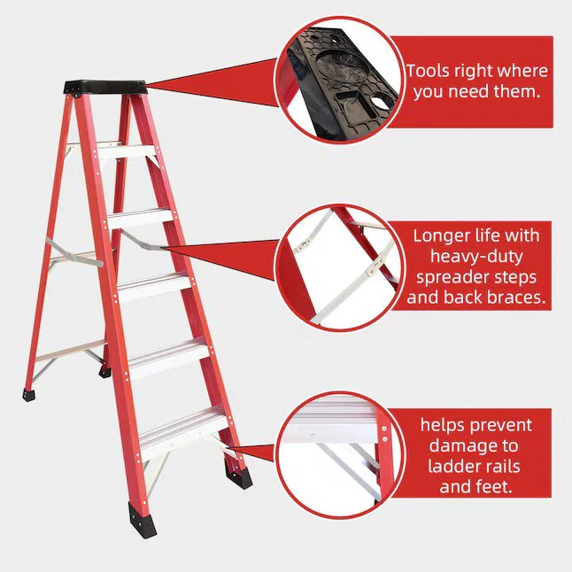 Red Fiberglass ladder - Image 2
