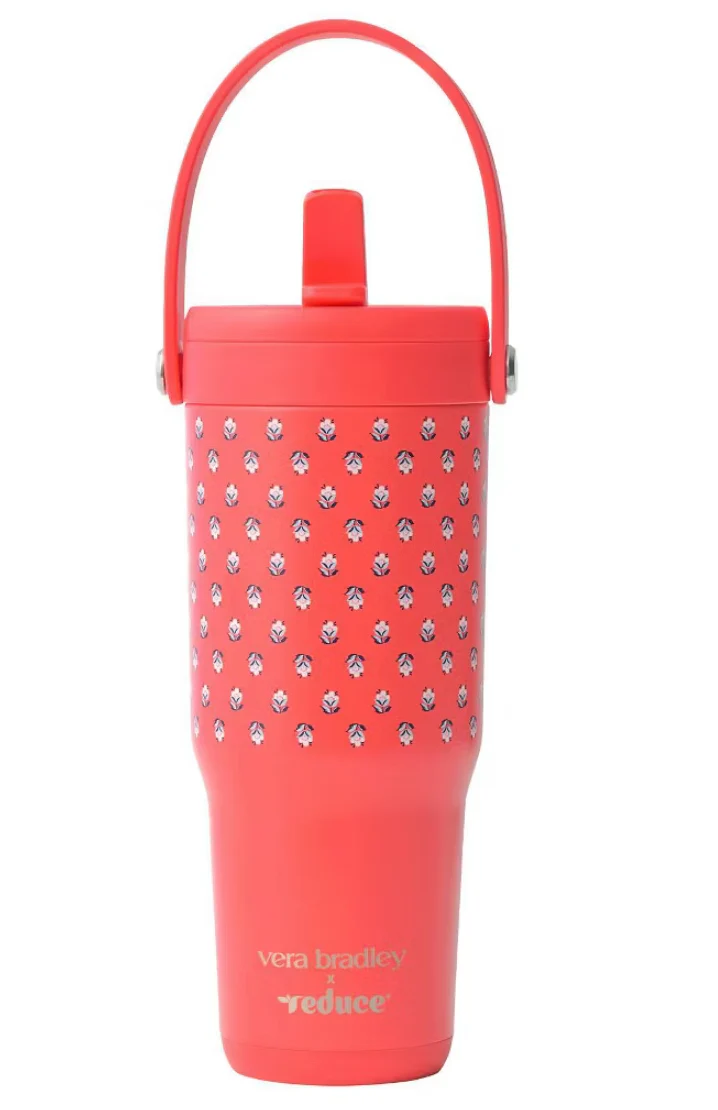 Reduce x Vera Bradley 24oz Chiller Go Leak Proof Stainless Steel Insulated Straw Tumbler Bluebell Ditsy Hibiscus SHOWROOM ITEM