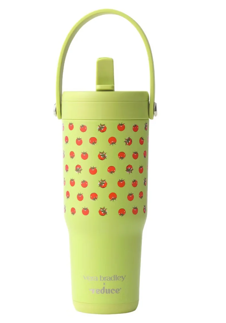 Reduce x Vera Bradley 24oz Chiller Go Leak Proof Stainless Steel Insulated Straw Tumbler Tiny Tomatoes SHOWROOM ITEM