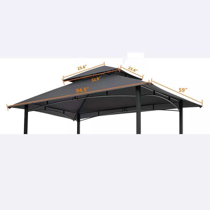 Replacement Canopy Roof, Outdoor BBQ Gazebo Top Cover Gray - Image 4