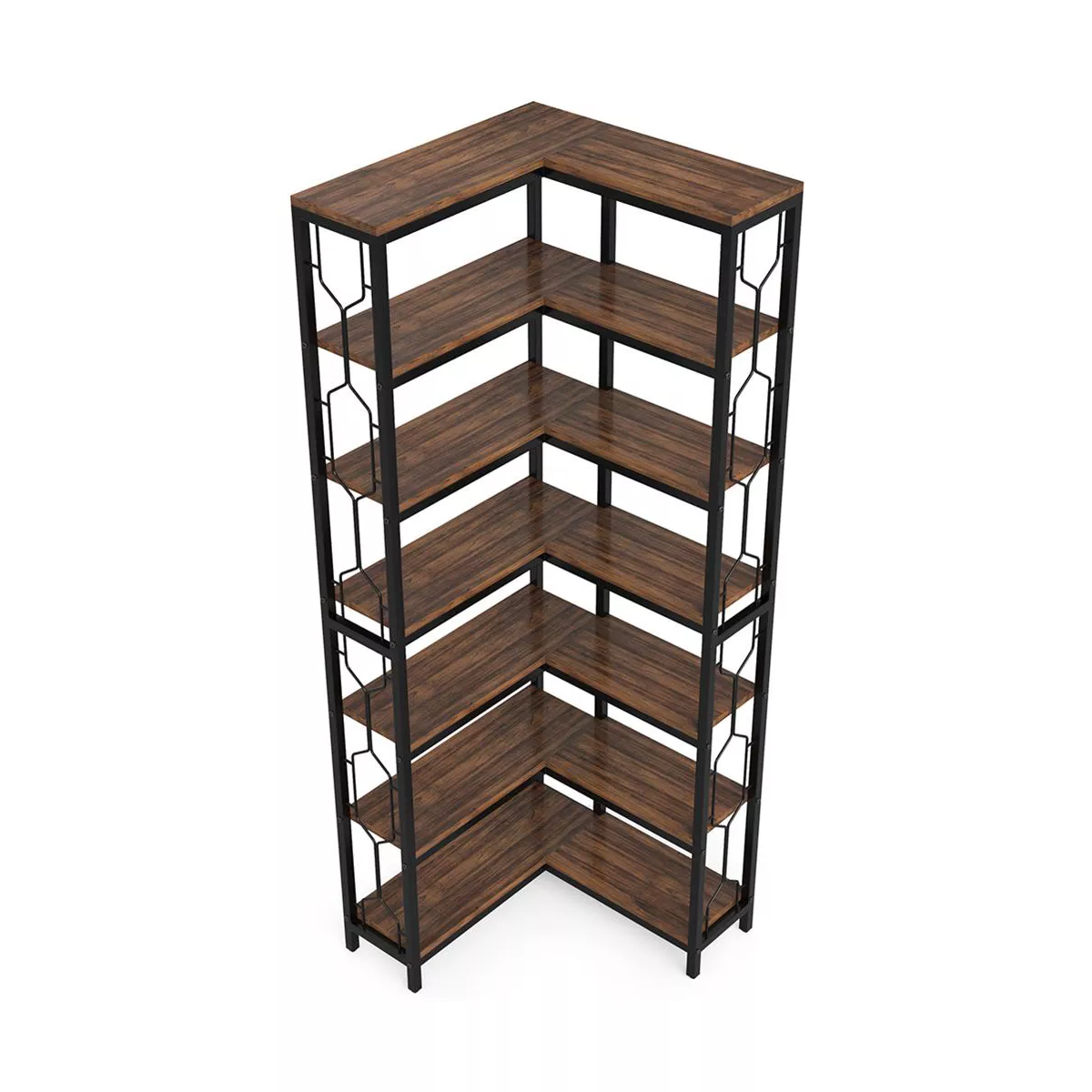 Resenkos 7-Tier Corner Bookshelf - Brown SHOWROOM ITEM