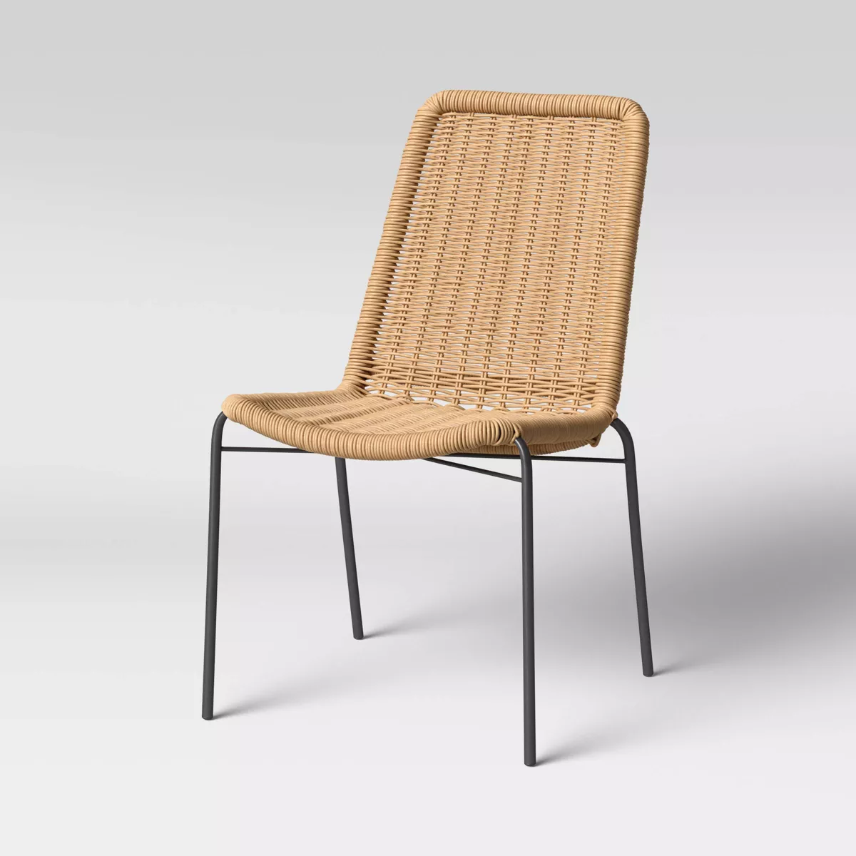Resin Wicker Stack Outdoor Patio Dining Chair Armless Chair Black