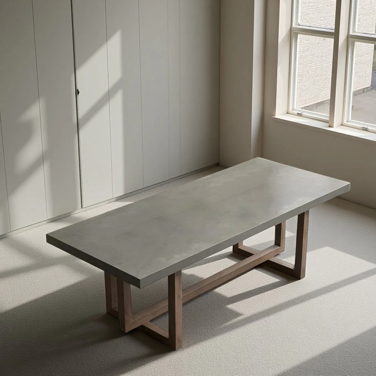 Retro Cement Gray Solid Wood Conference Table - TOP ONLY -