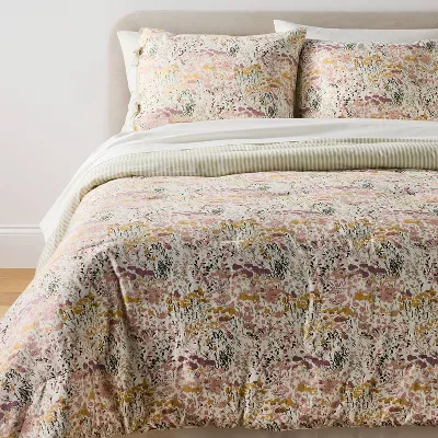 Reversible Floral and Stripe Comforter Set Pink/Green - Twin/Twin Extra Long - Image 2