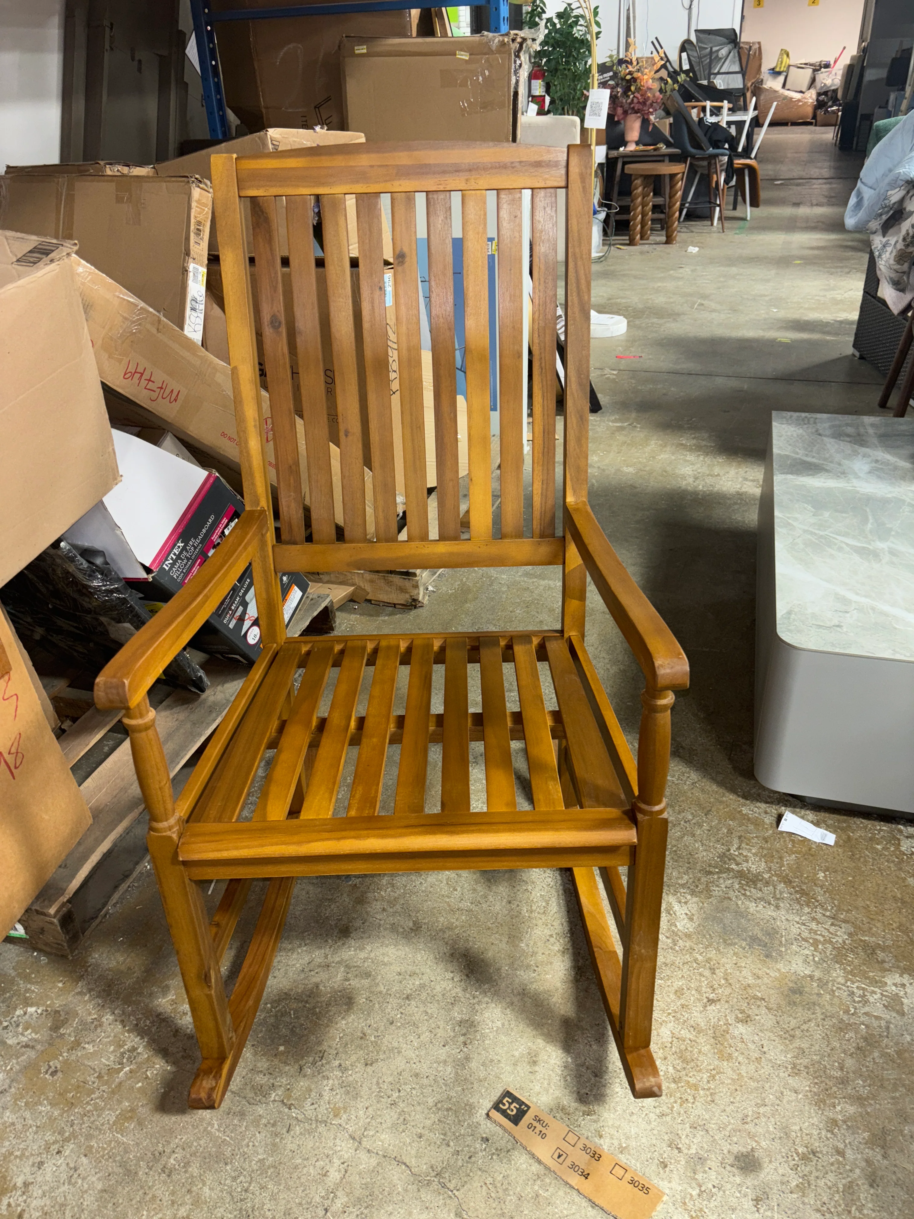 Reynard Outdoor Acacia Wood Rocking Chair - Teak SHOWROOM ITEM - Image 2