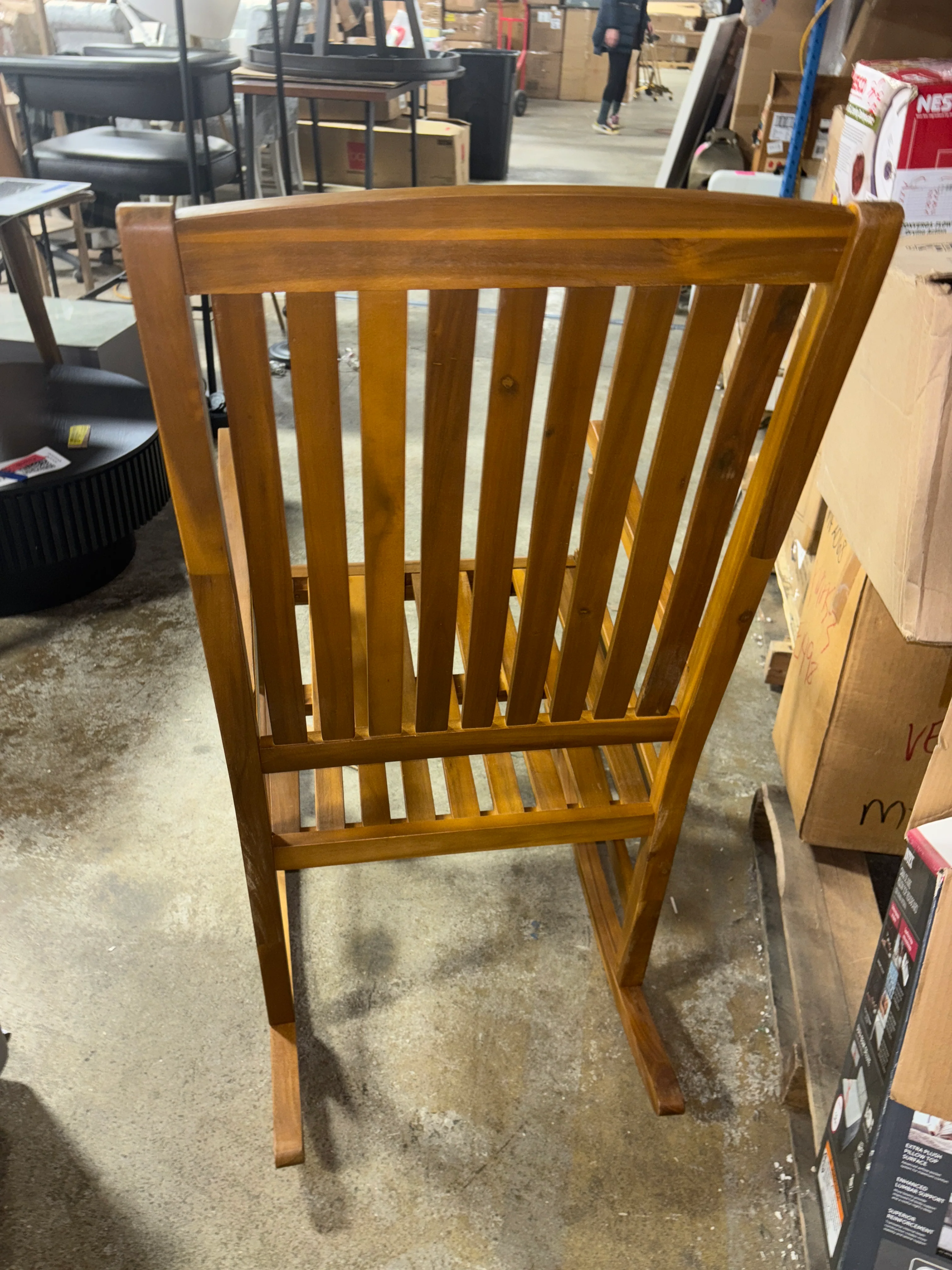 Reynard Outdoor Acacia Wood Rocking Chair - Teak SHOWROOM ITEM - Image 4