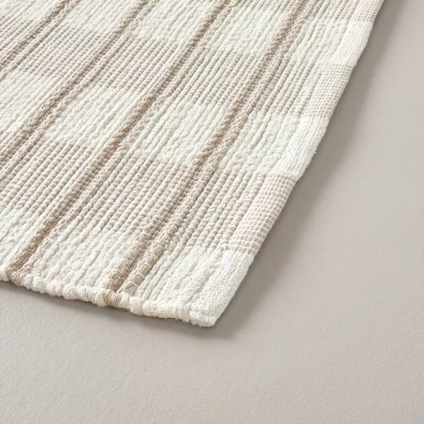 Rib Stripe Plaid Handmade Woven Area Rug Tan/Cream/Khaki - Image 3