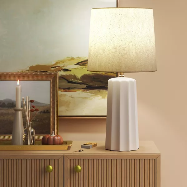 Ribbed Ceramic Table Lamp Cream - Image 5