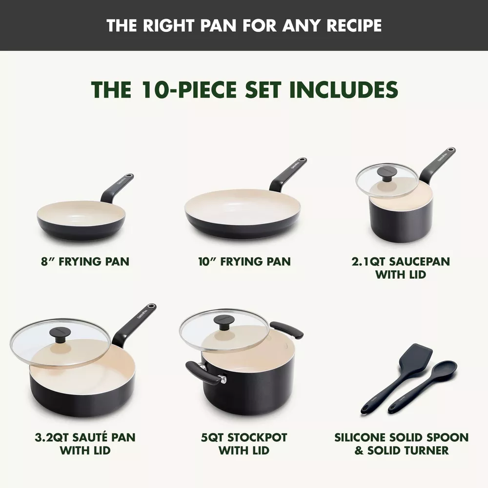 Rio Advanced 10pc Ceramic Nonstick Cookware Set Black - Image 3