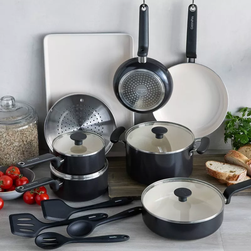 Rio Advanced 16pc Ceramic Nonstick Cookware Set Black - Image 5