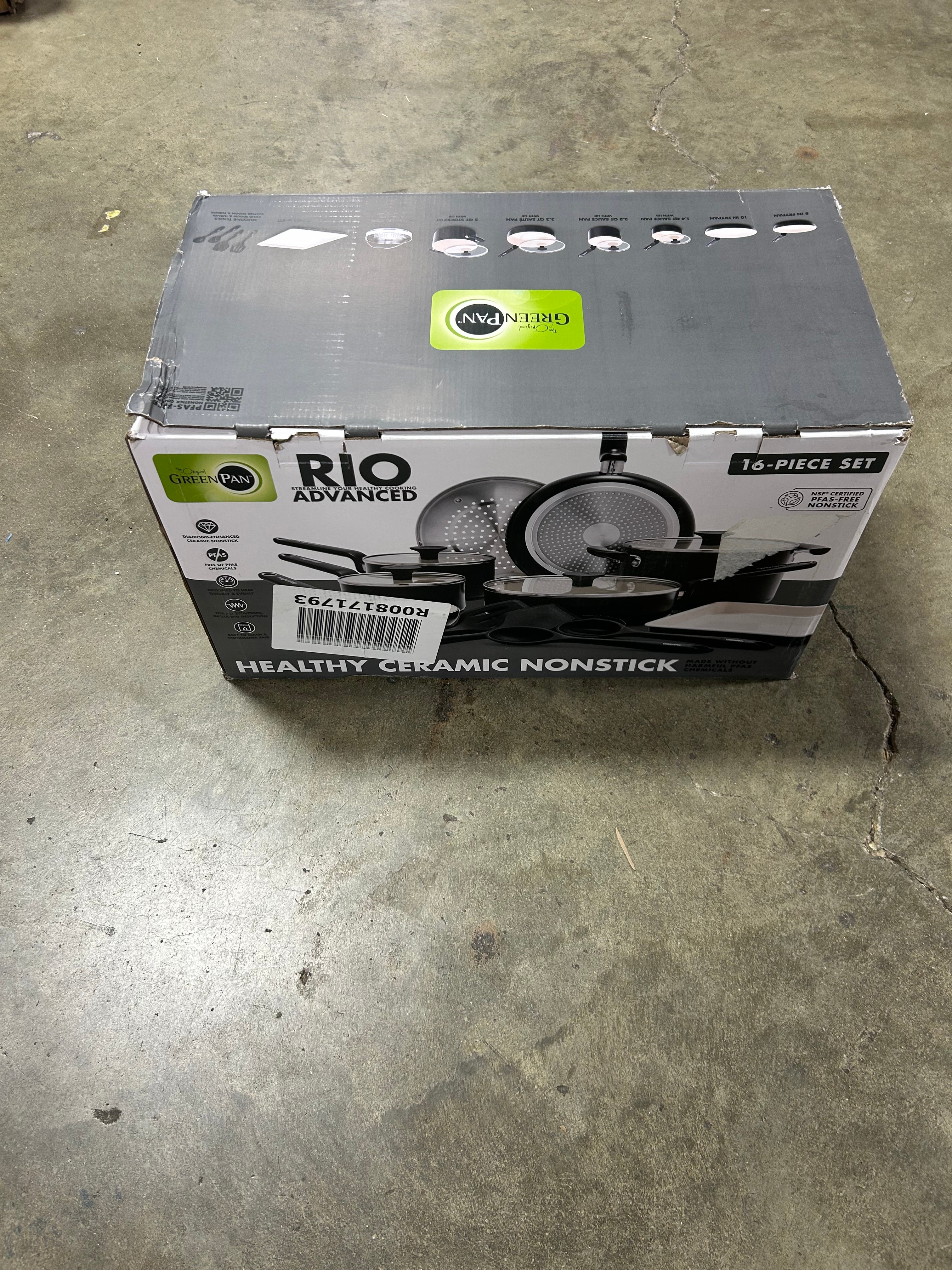Rio Advanced 16pc Ceramic Nonstick Cookware Set Black - Image 7