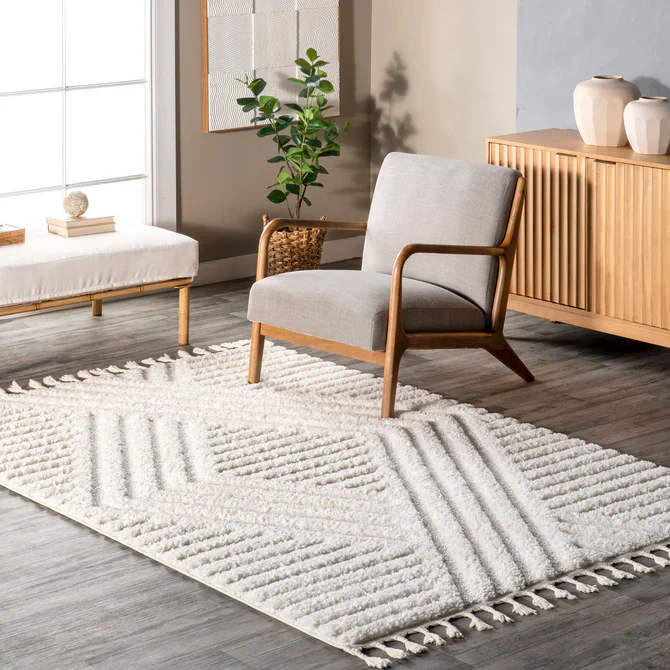Risette Geometric Shag Tassel Area Rug 6'7"x9' - Image 5