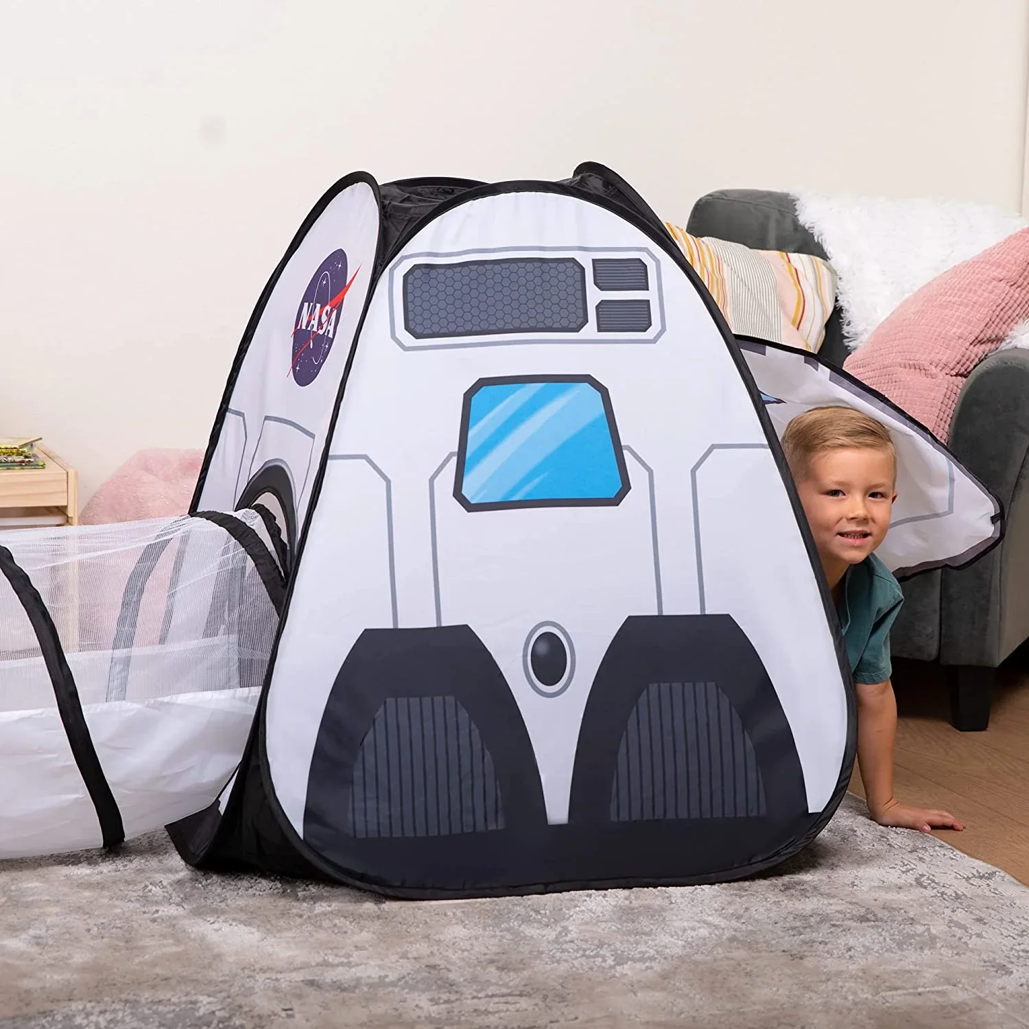 Rocket Ship Play Tent, Pop up with Tunnel and Playhouse Kids - Image 4
