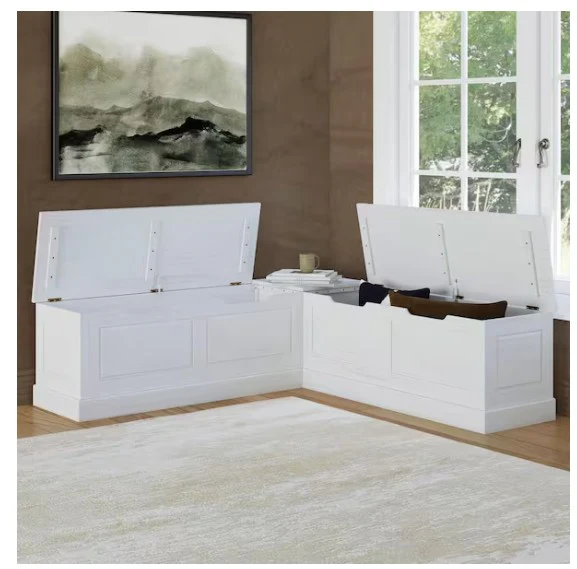 Rockhill Corner Nook White Dining Bench Backless with Storage - Image 5