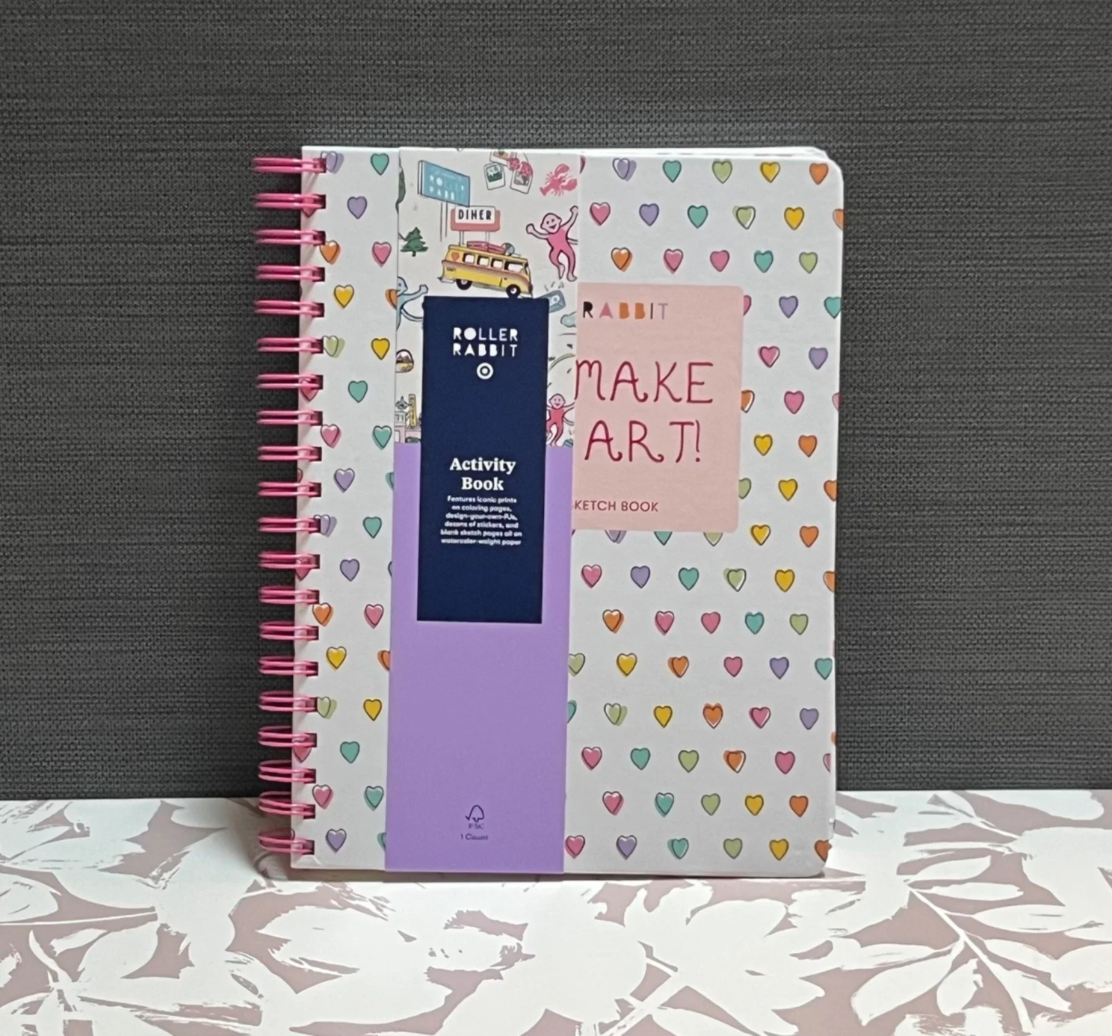 Roller Rabbit 90 Pg White Disco Hearts Wave Coloring & Sketch Book SHOWROOM ITEM