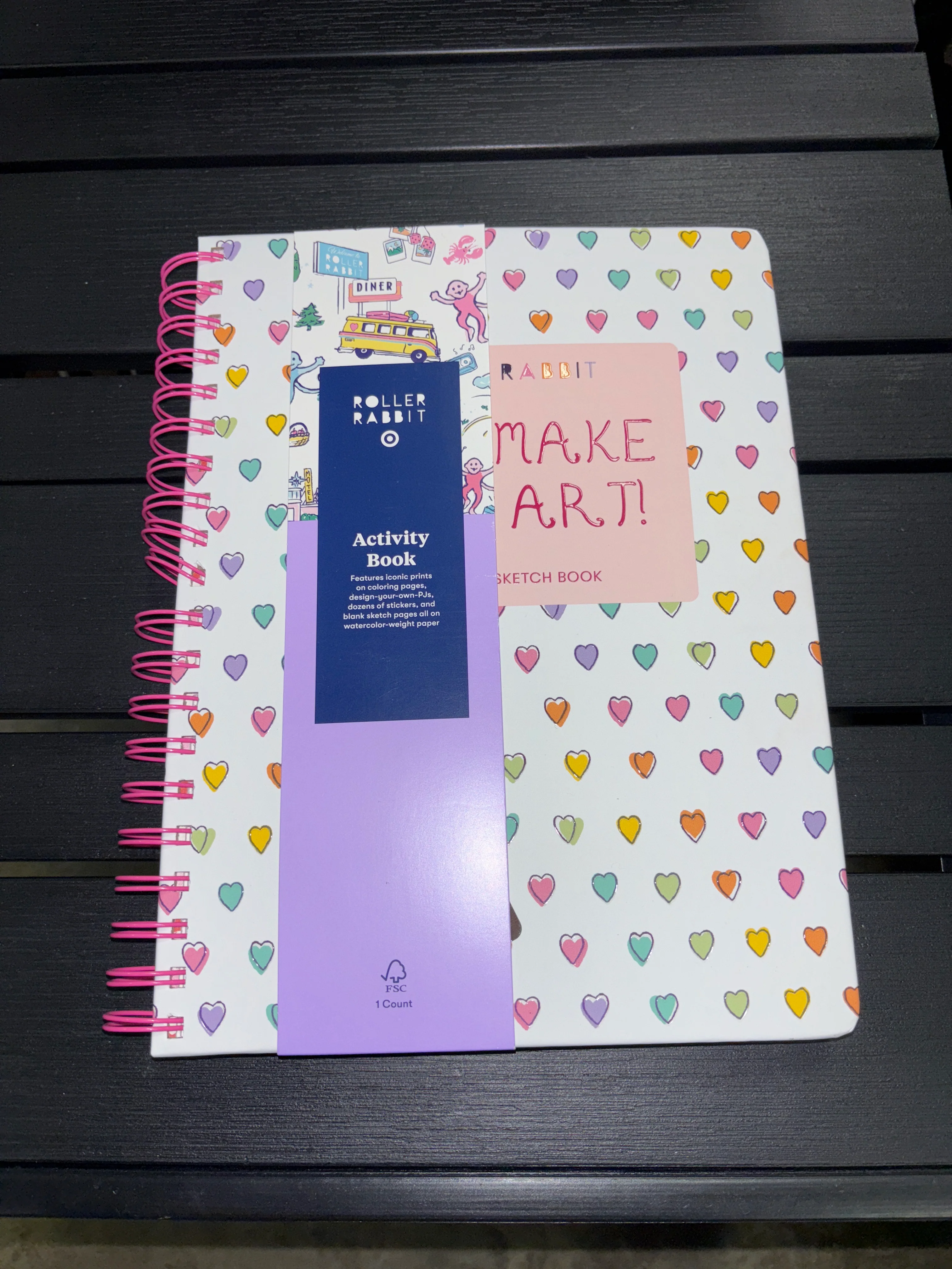 Roller Rabbit 90 Pg White Disco Hearts Wave Coloring & Sketch Book SHOWROOM ITEM - Image 2