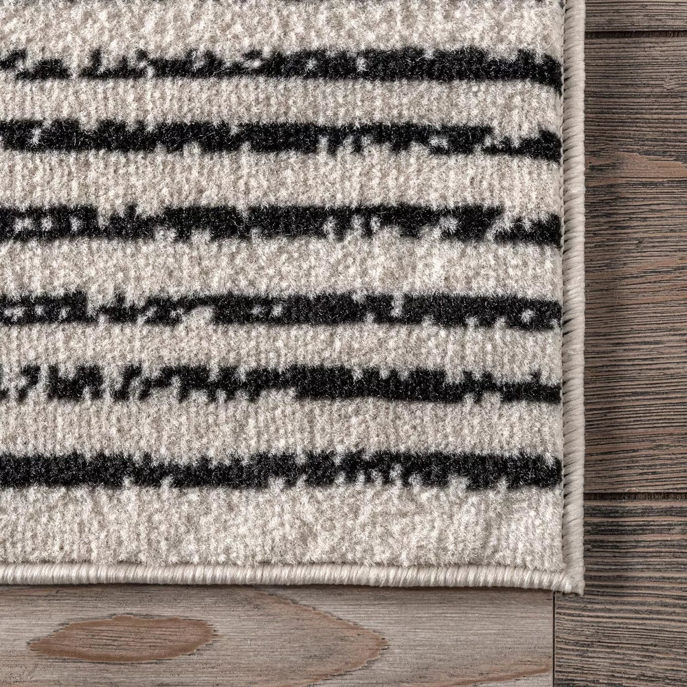 Romina Diamond Stripes Area Rug, 9' x 12', Black - Image 4