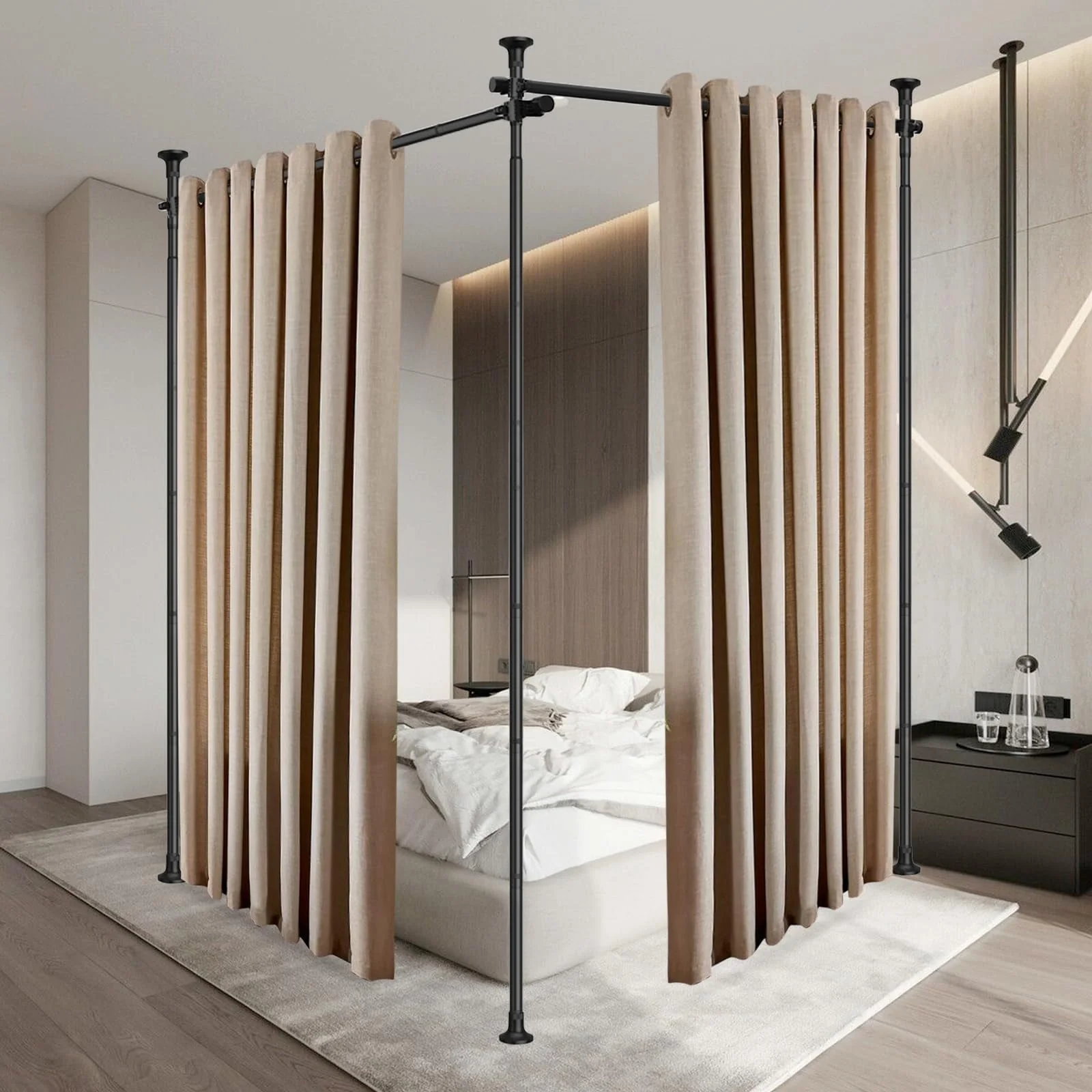 Room Divider Curtain Rod, Black