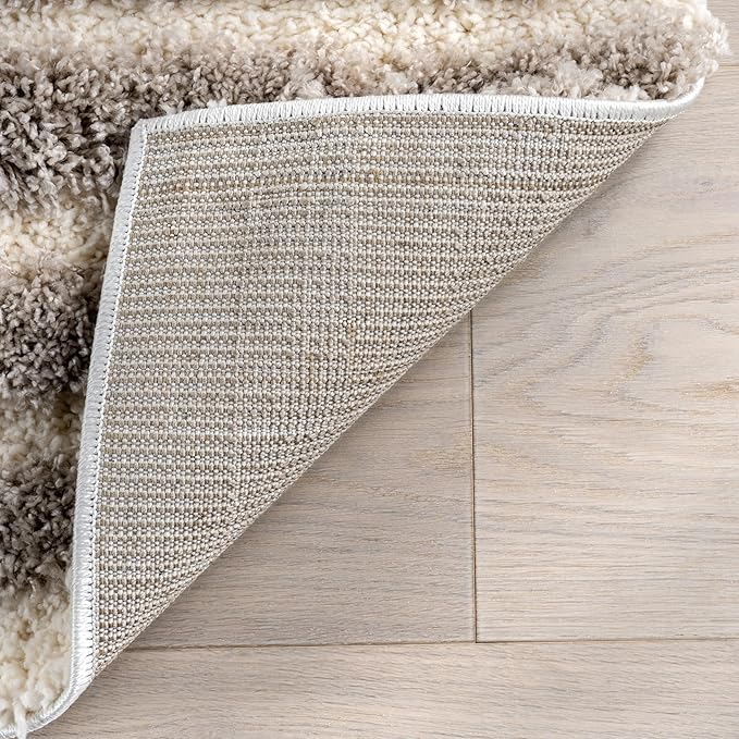 Rose Geometric 4' x 6' Shag Area Rug, Beige - Image 4