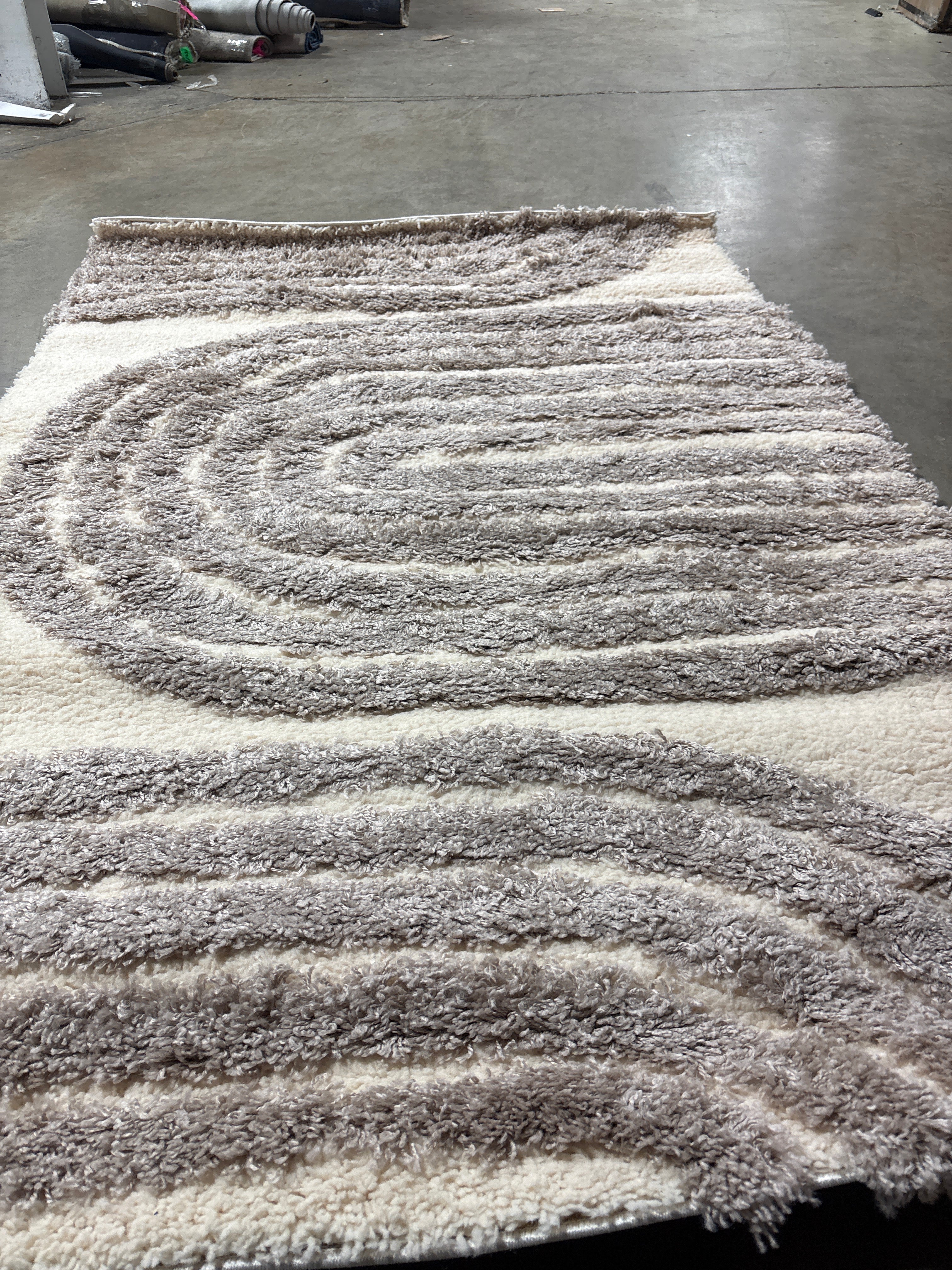 Rose Geometric 4' x 6' Shag Area Rug, Beige - Image 7