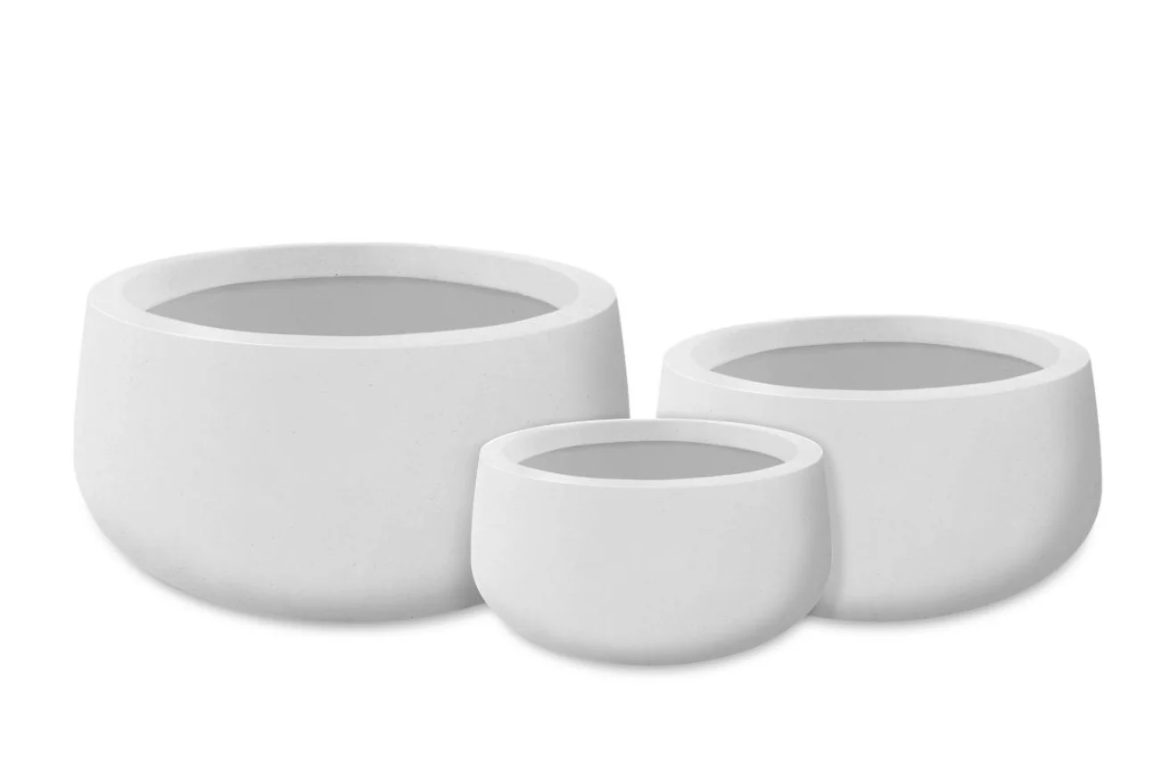 Rosemead Home & Garden 3pc Kante Concrete Outdoor Planter Pots Chalk White 19.6"x19.6"x9.8" SHOWROOM ITEM