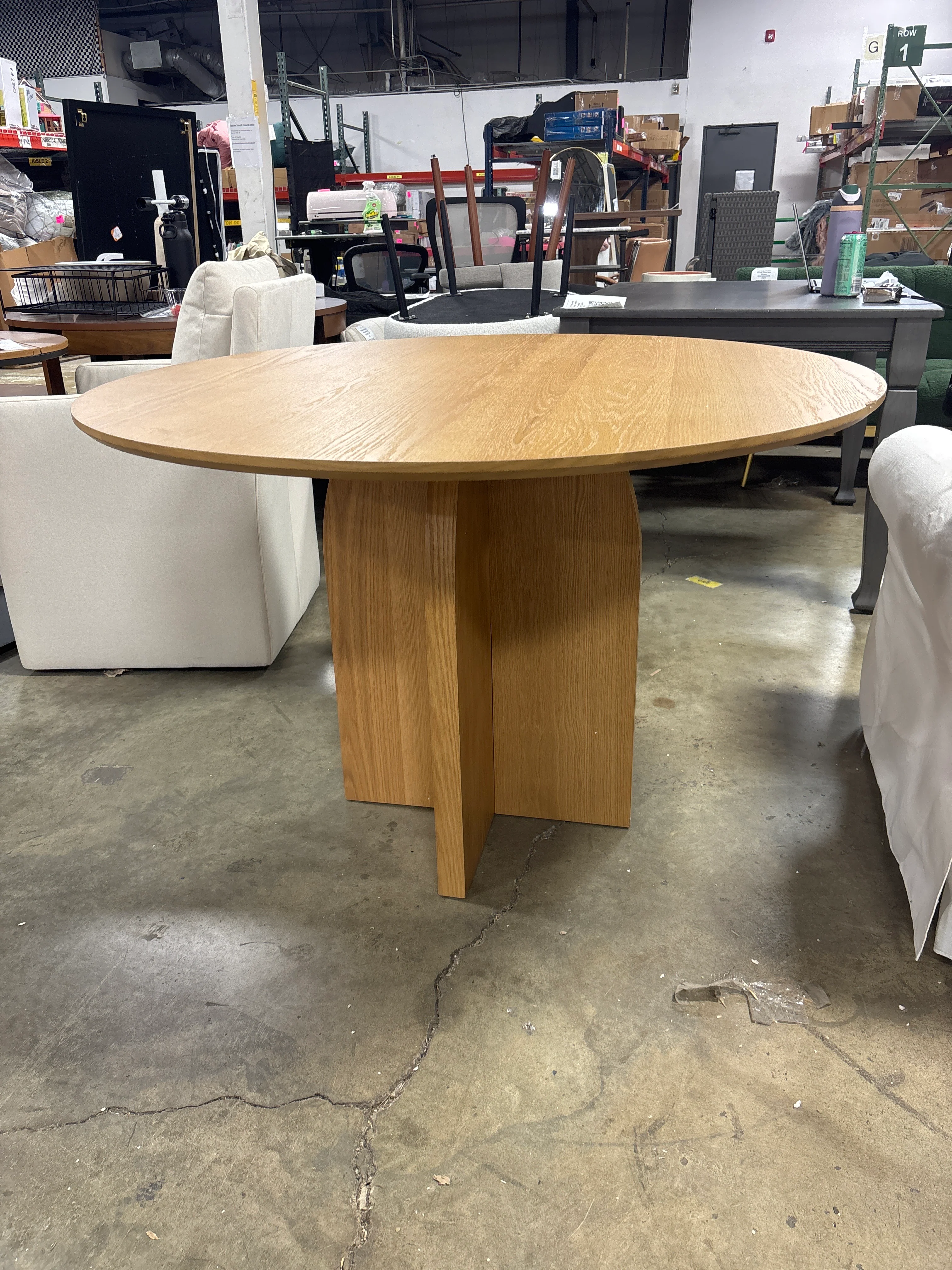 Round Wooden Dining Table Kitchen Table with Cross Pedestal SHOWROOM ITEM - Image 2
