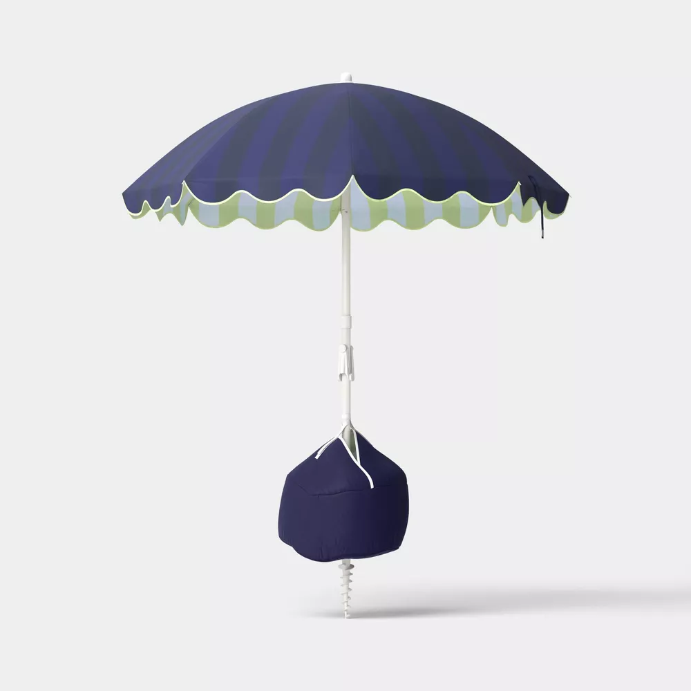 Round Beach Umbrella Navy Blue