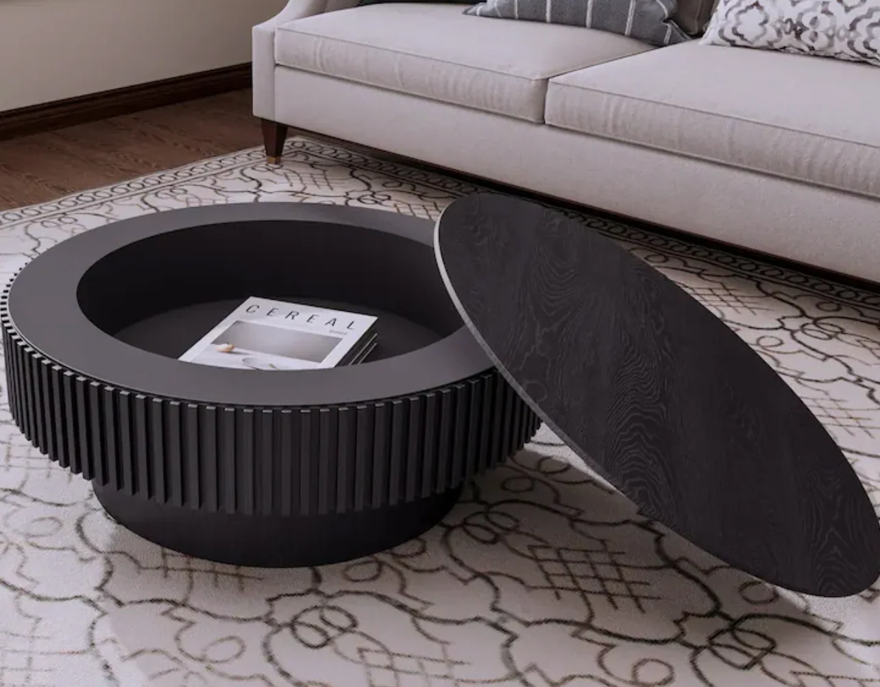 Round Coffee Tea Table with Storage SHOWROOM ITEM
