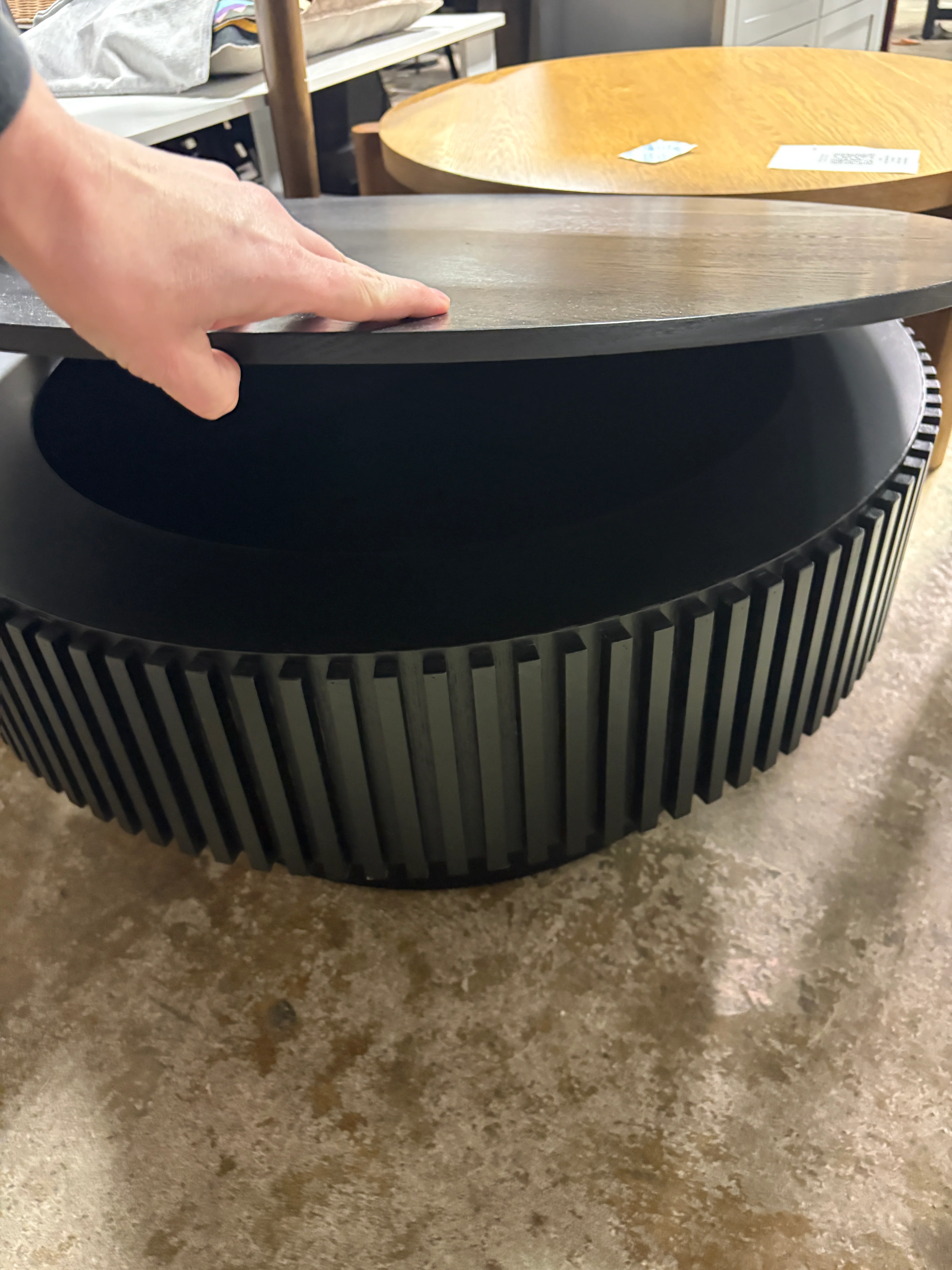Round Coffee Tea Table with Storage SHOWROOM ITEM - Image 3